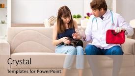  Presentation with doctor visiting family - Audience pleasing presentation design consisting of emergency veterinary - vet doctor visiting sick kittens backdrop and a  colored foreground