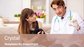  Presentation with doctor visiting family - Presentation design enhanced with emergency veterinary - vet doctor visiting sick kittens background and a  colored foreground