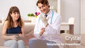  Presentation with doctor visiting family - Presentation design featuring emergency veterinary - vet doctor visiting sick kittens background and a  colored foreground