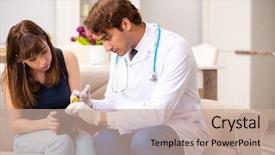  Presentation with vet - PPT theme featuring emergency veterinary - vet doctor visiting sick kittens background and a  colored foreground