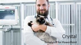  Presentation with pet surgery - Audience pleasing PPT layouts consisting of emergency veterinary - veterinarian pet doctor holding cat backdrop and a  colored foreground