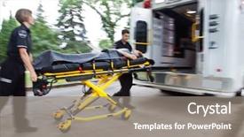  Presentation with emergency - Amazing PPT layouts having emergency workers rushing senior woman backdrop and a gray colored foreground