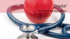  Presentation with food white - Presentation with emergenvy food - stethoscope and an apple isolated background and a red colored foreground