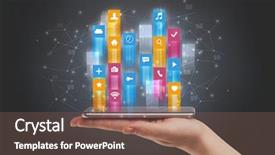  Presentation with people hold hand around globe - Theme featuring emerging media - businessman hand using phone background and a  colored foreground