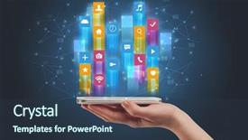  Presentation with flying - Cool new presentation theme with emerging technologies - businessman hand using phone backdrop and a tawny brown colored foreground