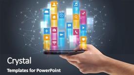  Presentation with people hold hand around globe - Slides with emerging technologies - businessman hand using phone background and a  colored foreground