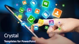  Presentation with tablets wood table tablet white - Presentation design enhanced with emerging technologies - businessman hand using tablet background and a navy blue colored foreground