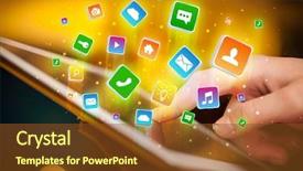  Presentation with tablets wood table tablet white - PPT theme consisting of emerging technologies - businessman hand using tablet background and a tawny brown colored foreground