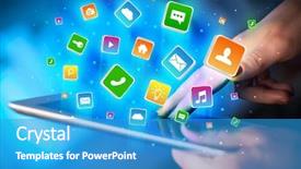  Presentation with people hold hand around globe - Theme consisting of emerging technologies - businessman hand using tablet background and a  colored foreground