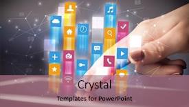  Presentation with people hold hand around globe - Slide set featuring emerging technologies - businessman hand using tablet background and a  colored foreground