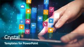  Presentation with people hold hand around globe - Beautiful slide deck featuring emerging technologies - businessman hand using tablet backdrop and a ocean colored foreground