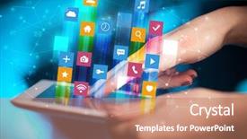  Presentation with flying - Presentation theme enhanced with emerging technologies - businessman hand using tablet background and a coral colored foreground