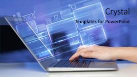  Presentation with emerging technologies - Beautiful presentation featuring emerging technologies - hand using laptop with database backdrop and a light blue colored foreground