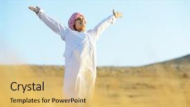  Presentation with arabic - Beautiful PPT theme featuring emirates - arabic happy child in nature backdrop and a yellow colored foreground
