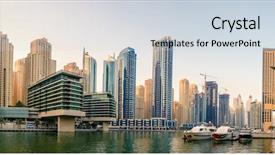  Presentation with dubai evening skyline luxury district - Amazing PPT theme having emirates - panoramic view of dubai marina backdrop and a lemonade colored foreground