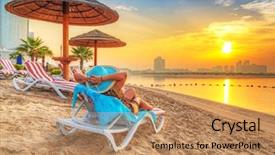  Presentation with persian gulf - Presentation theme enhanced with emirates - sun holidays on the beach background and a coral colored foreground