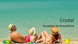  Presentation with family - Presentation theme with emirates holidays - family on beach two year background and a seafoam green colored foreground