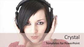  Presentation with black and white old phone - Colorful PPT layouts enhanced with emo girl in head phones backdrop and a  colored foreground