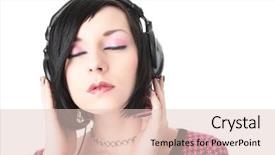  Presentation with music athletes - Beautiful slide set featuring emo girl in headphones listen backdrop and a lemonade colored foreground