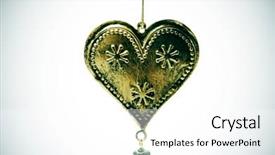  Presentation with emo love - Presentation theme having emo love - gold metal heart on vintage background and a white colored foreground