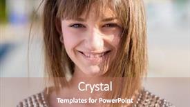  Presentation with emo love - PPT layouts with emo love - portrait of happy woman outdoors background and a coral colored foreground