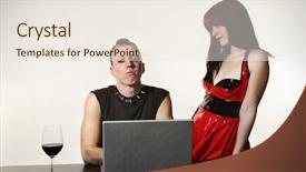  Presentation with emo love - Beautiful presentation theme featuring emo love - punk fashion couple backdrop and a sky blue colored foreground