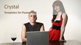  Presentation with emo love - Colorful presentation theme enhanced with emo love - punk fashion couple backdrop and a sky blue colored foreground