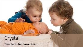  Presentation with newborn - Presentation theme having emo love - toddler children admiring their newborn background and a coral colored foreground