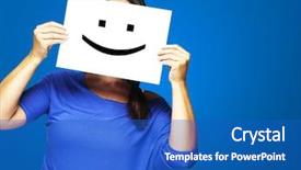  Presentation with blue - PPT layouts enhanced with emoticon in front of face background and a cobalt blue colored foreground