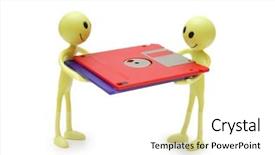  Presentation with two people holding hands - Amazing theme having emoticons music - two smilies holding floppy disks backdrop and a white colored foreground