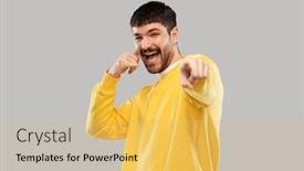  Presentation with young happy people smiling - Colorful PPT layouts enhanced with emotion-and-people-concept-happy backdrop and a yellow colored foreground