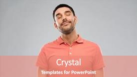  Presentation with polo - Colorful PPT theme enhanced with man in polo t-shirt backdrop and a coral colored foreground