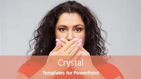  Presentation with red grey - Amazing presentation having emotion expression and people concept - woman in red dress closing her mouth by hands over grey background backdrop and a coral colored foreground