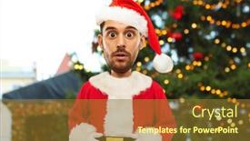  Presentation with emotion - Amazing PPT theme having emotion-expression-and-winter-holidays backdrop and a tawny brown colored foreground