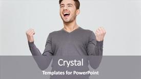  Presentation with grey - Amazing PPT layouts having emotion satisfaction - happy excite young man backdrop and a  colored foreground