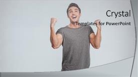  Presentation with happy sad face man - Amazing theme having emotion satisfaction - happy excited man screaming backdrop and a light gray colored foreground