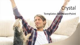  Presentation with happy sad face man - Slide set consisting of emotion satisfaction - happy young man exults background and a white colored foreground