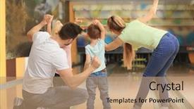  Presentation with bowling - Slide set with emotion strik - family having fun at bowling background and a coral colored foreground