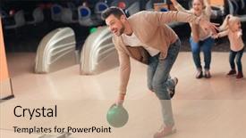  Presentation with club - PPT theme having emotion strik - family having fun at bowling background and a lemonade colored foreground