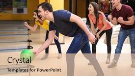  Presentation with black couple having fun - Beautiful presentation theme featuring emotion strik - friends having fun at bowling backdrop and a lemonade colored foreground