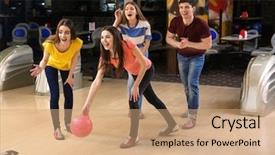  Presentation with black couple having fun - Colorful slide deck enhanced with emotion strik - friends having fun at bowling backdrop and a coral colored foreground