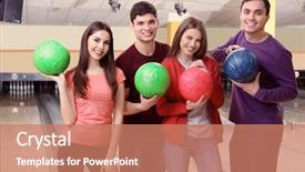  Presentation with black couple having fun - Slide set having emotion strik - friends having fun at bowling background and a coral colored foreground