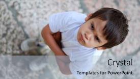 Presentation with emotional abuse - Beautiful slides featuring emotional abuse - angry boy with acrossed hands backdrop and a light blue colored foreground