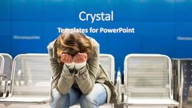  Presentation with woman sad - Presentation design with emotional abuse - sad and alone background and a teal colored foreground