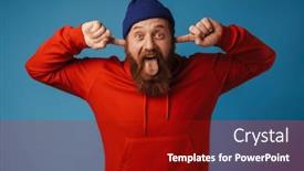  Presentation with tongue - Theme enhanced with emotional-bearded-man-in-red background and a crimson colored foreground