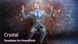  Presentation with animated emotional intelligence - Cool new PPT theme with emotional businessman sitting on chair backdrop and a wine colored foreground