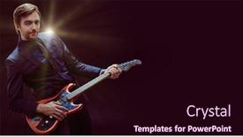  Presentation with suit guitar - Slides having emotional-cheerful-young-man-musician background and a wine colored foreground