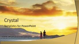  Presentation with sunset - Beautiful presentation theme featuring emotional connection - couple on sunset backdrop and a yellow colored foreground