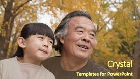  Presentation with grandfather - PPT layouts consisting of emotional connection - grandfather and granddaughter in park background and a tawny brown colored foreground