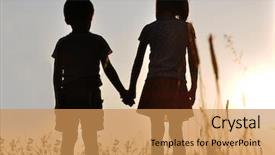  Presentation with romance - PPT theme with emotional connection - two children male and female background and a yellow colored foreground